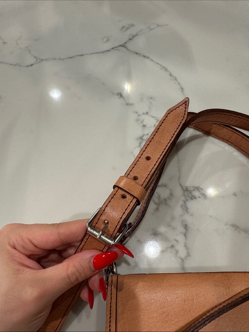 Brown Floral Genuine Leather Crossbody Bag - Picture 5 of 5